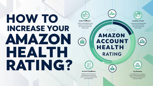 an image with amazon health logos and text reading how to increase your amazon account health rating