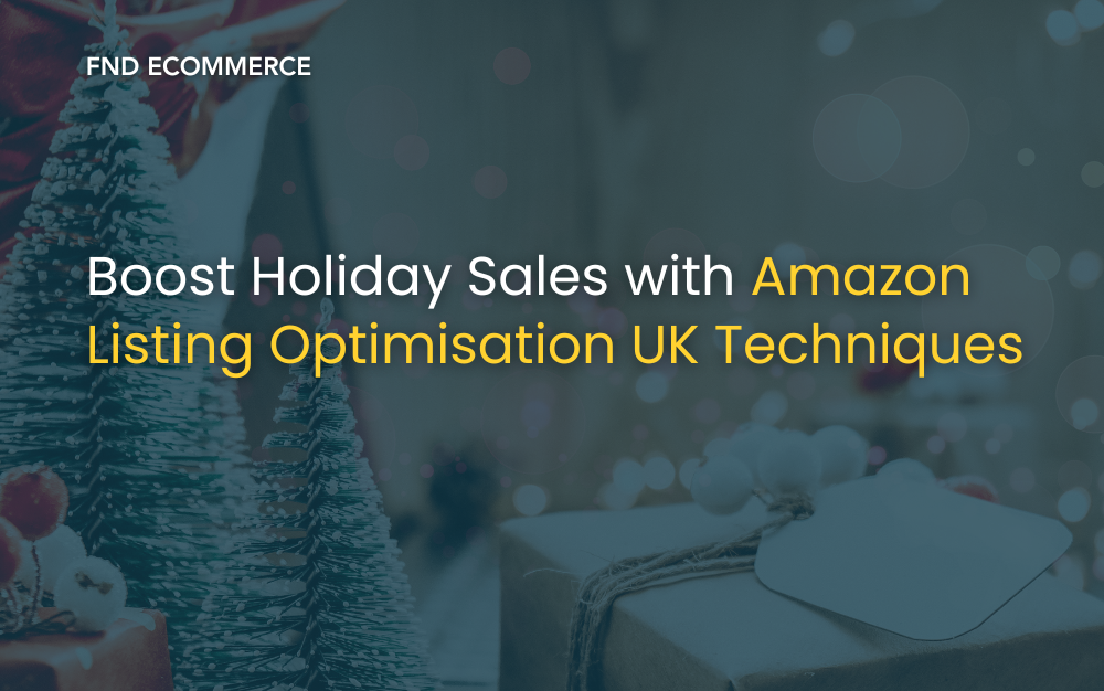 Boost Holiday Sales with Amazon Listing Optimisation UK Techniques - FND Ecommerce with Santa holding shopping bags